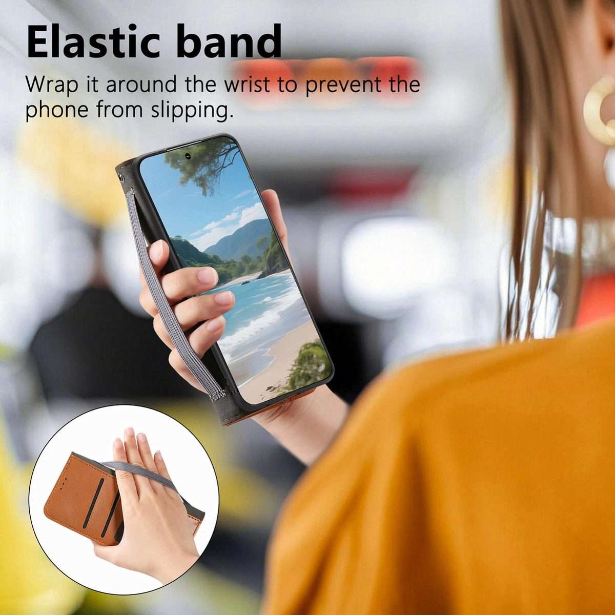 For Xiaomi 17 Pro Max Elastic Wristband Magnetic Suction Leather Phone Case(Brown)