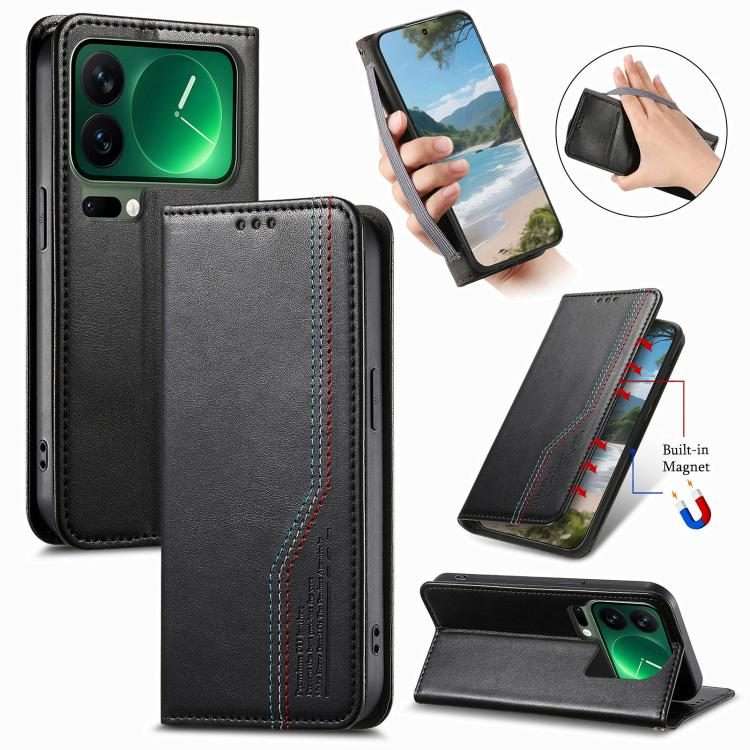 For Xiaomi 17 Pro Max Elastic Wristband Magnetic Suction Leather Phone Case(Black)
