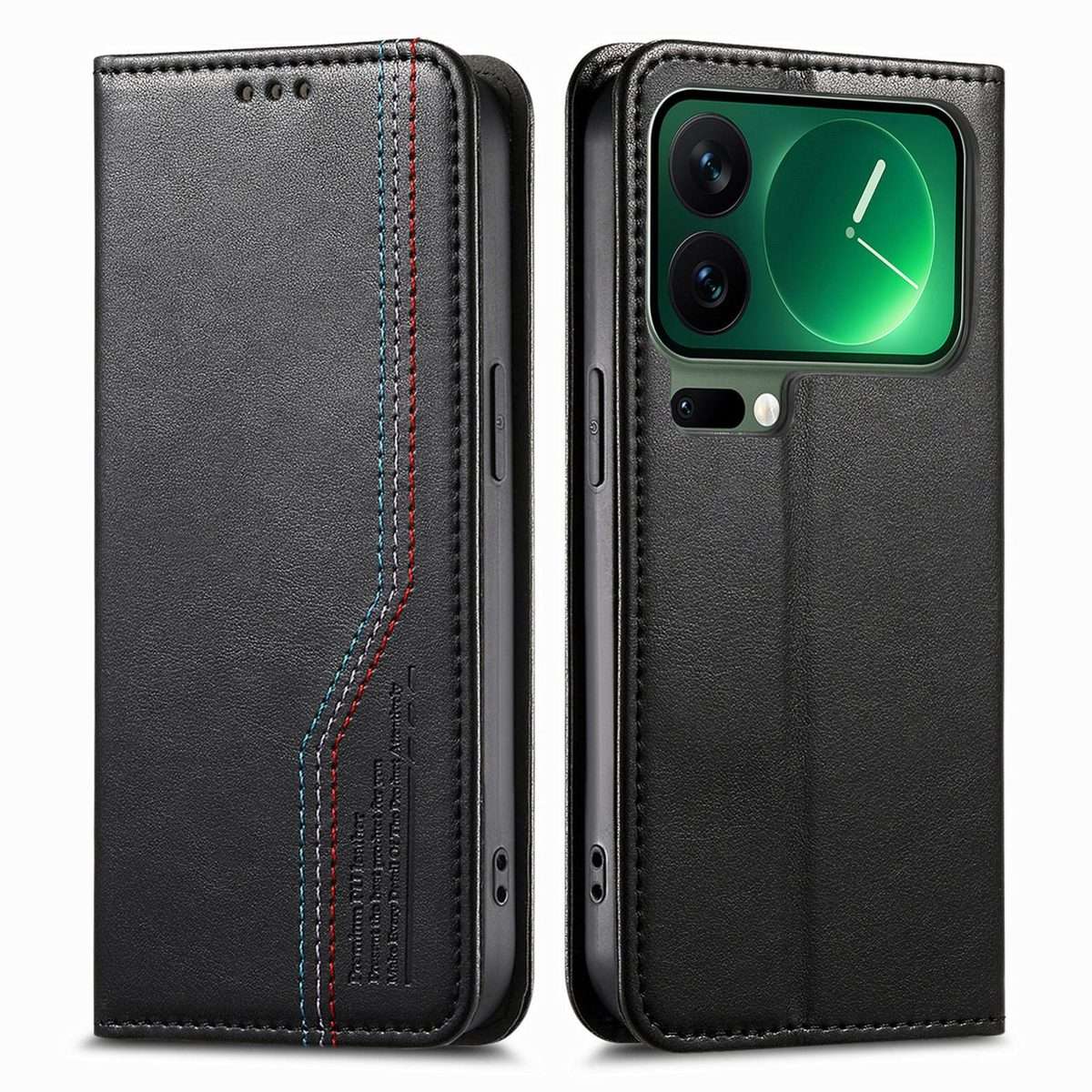 For Xiaomi 17 Pro Max Elastic Wristband Magnetic Suction Leather Phone Case(Black)