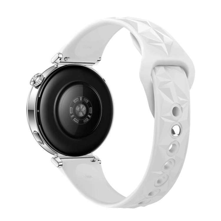 18mm Slim Reverse Buckle Ice Crystal Silicone Watch Band(White)