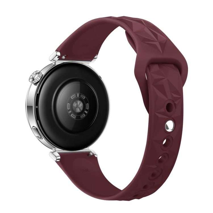 18mm Slim Reverse Buckle Ice Crystal Silicone Watch Band(Wine Red)