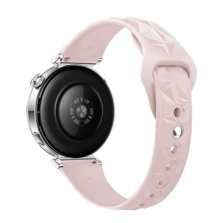 18mm Slim Reverse Buckle Ice Crystal Silicone Watch Band(Bright Pink)