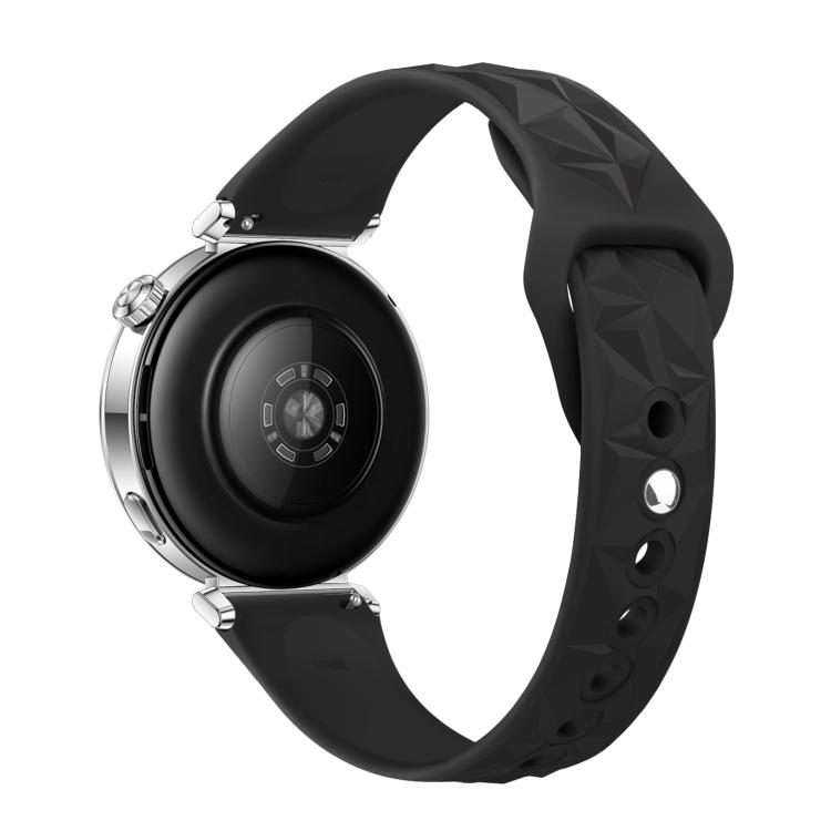 18mm Slim Reverse Buckle Ice Crystal Silicone Watch Band(Black)