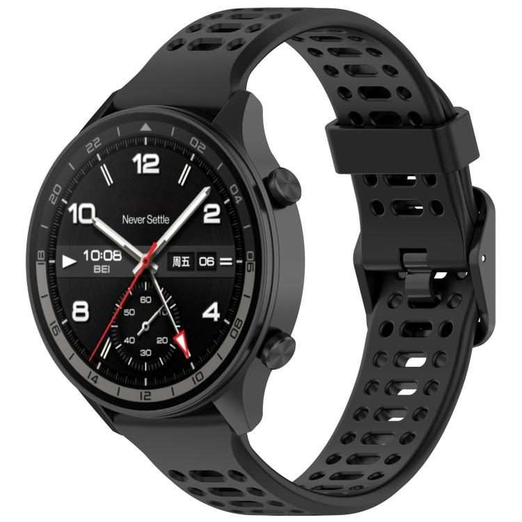 For OPPO Watch Sport Breathable Solid Color Silicone Watch Band(Black)