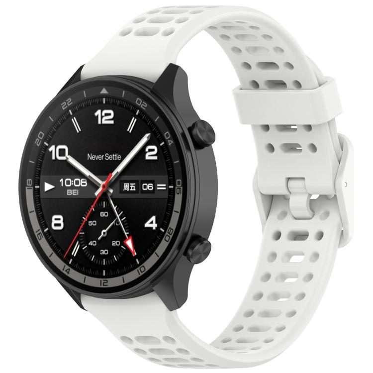 For OPPO Watch Sport Breathable Solid Color Silicone Watch Band(White)