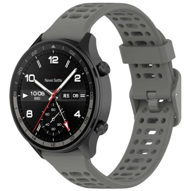 For OPPO Watch Sport Breathable Solid Color Silicone Watch Band(Dark Gray)