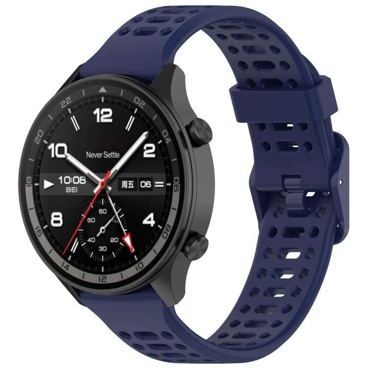 For OPPO Watch Sport Breathable Solid Color Silicone Watch Band(Dark Blue)