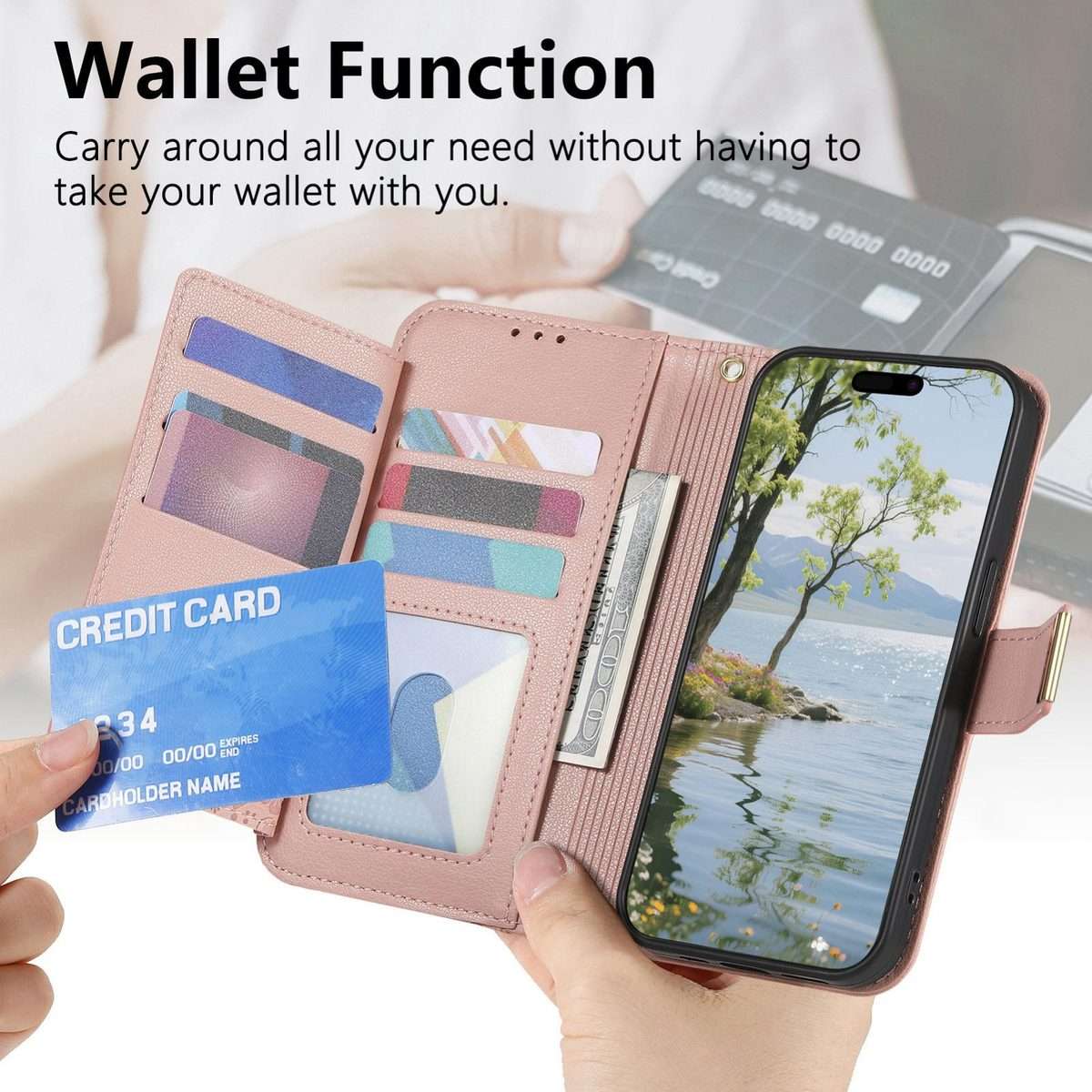 For Redmi Note 14 Pro+ 5G Flowers Leaves Zipper Wallet Leather Phone Case with Strap(Pink)