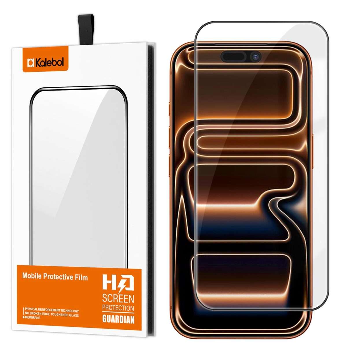 For iPhone 17 Pro Kalebol High-Aluminum Screen-Printed Full-Coverage Anti-Fingerprint Black-Border