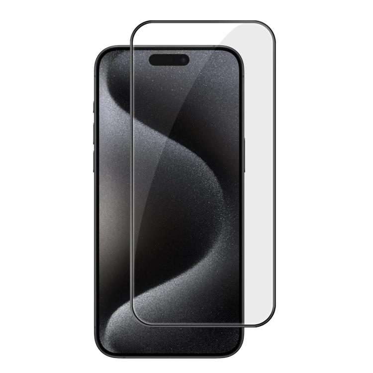 For iPhone 15 Pro Max Kalebol High-Aluminum Screen-Printed Full-Coverage Anti-Fingerprint Black-Bo