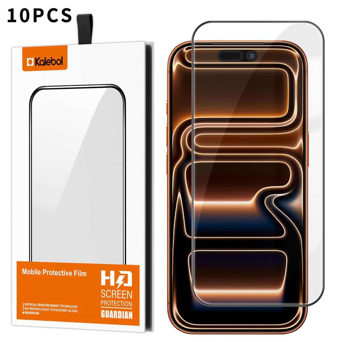 For iPhone 17 Pro Max 10pcs Kalebol High-Aluminum Screen-Printed Full-Coverage Anti-Fingerprint Bl