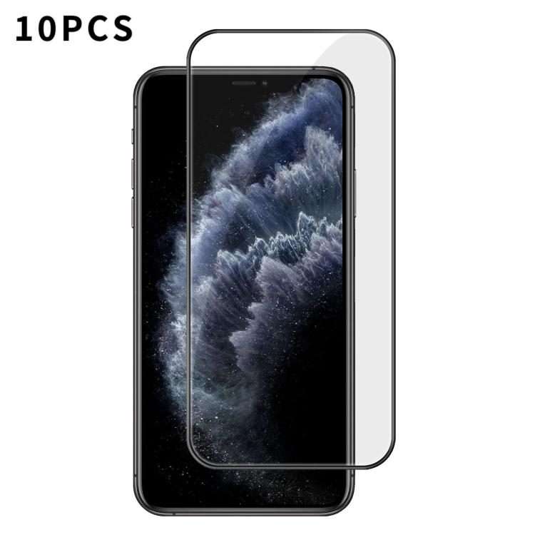 For iPhone 11 Pro Max 10pcs Kalebol High-Aluminum Screen-Printed Full-Coverage Anti-Fingerprint Bl