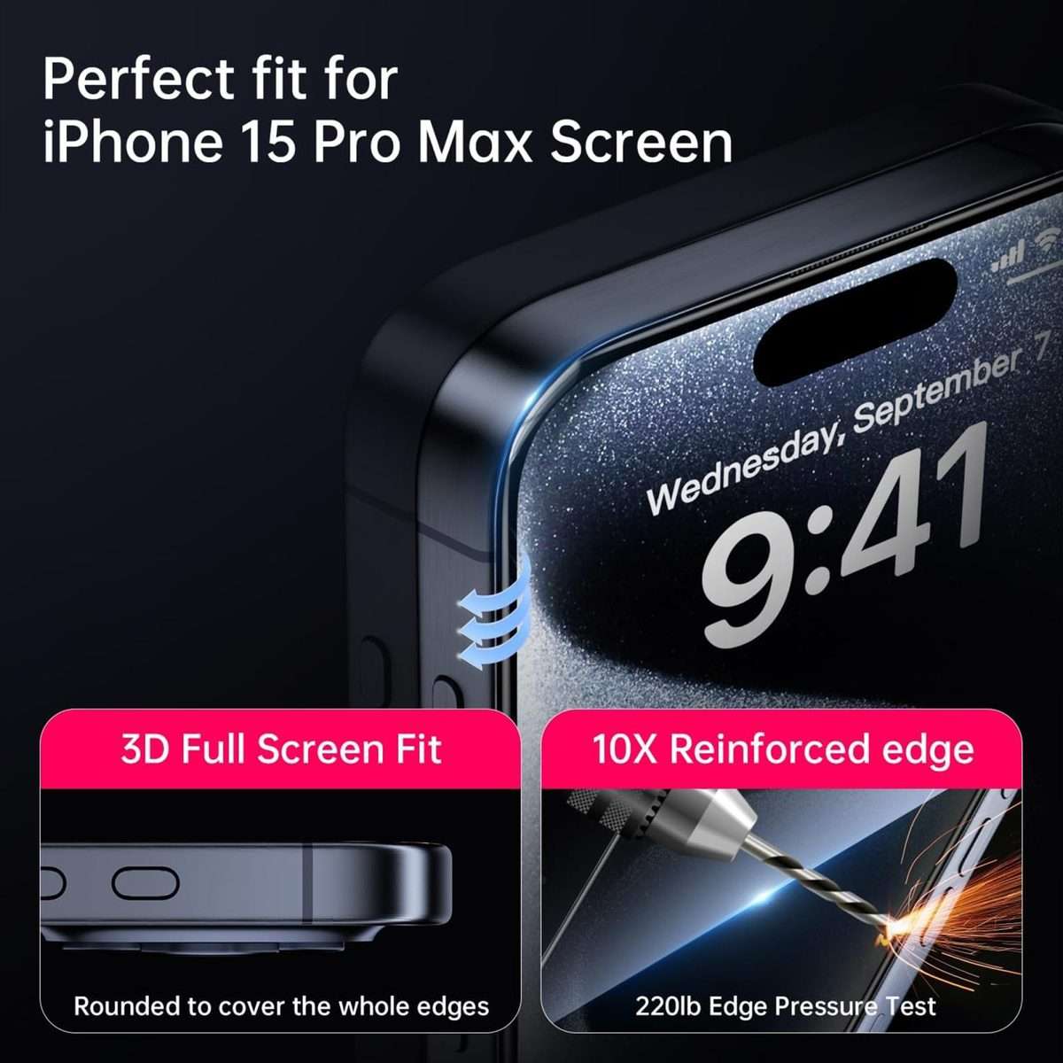 For iPhone 11 Pro Max 10pcs Kalebol High-Aluminum Screen-Printed Full-Coverage Anti-Fingerprint Bl