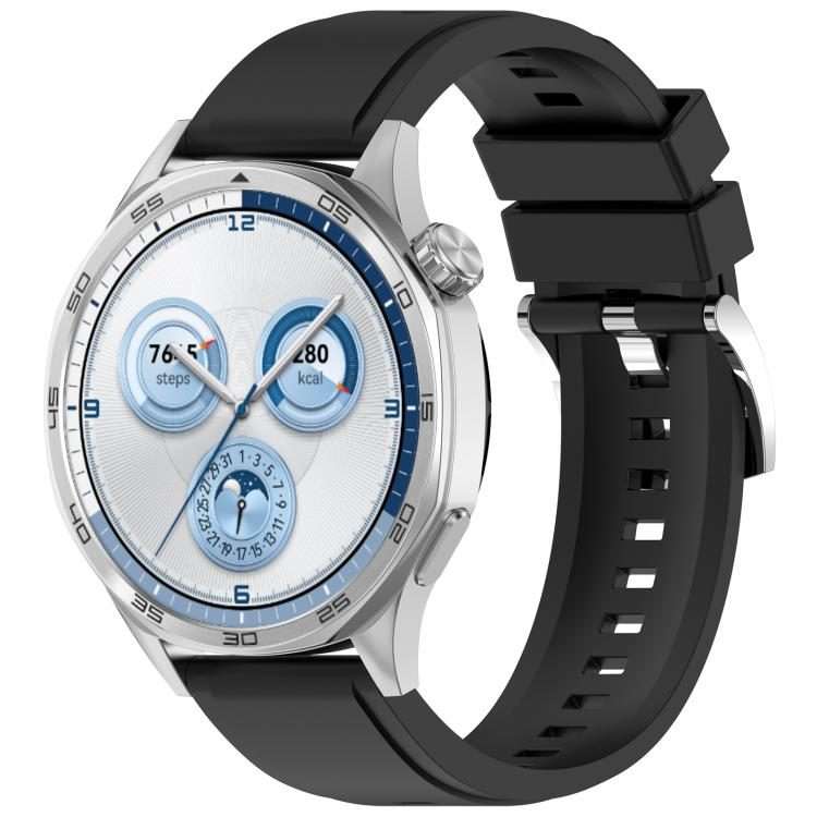 22mm Press Button Quick Release Solid Color Silicone Watch Band(Black)