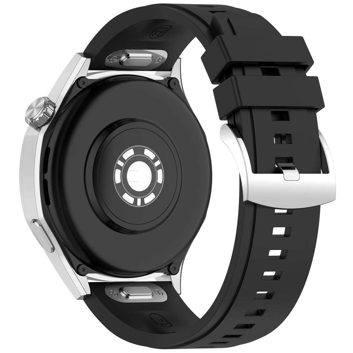 22mm Press Button Quick Release Solid Color Silicone Watch Band(Black)