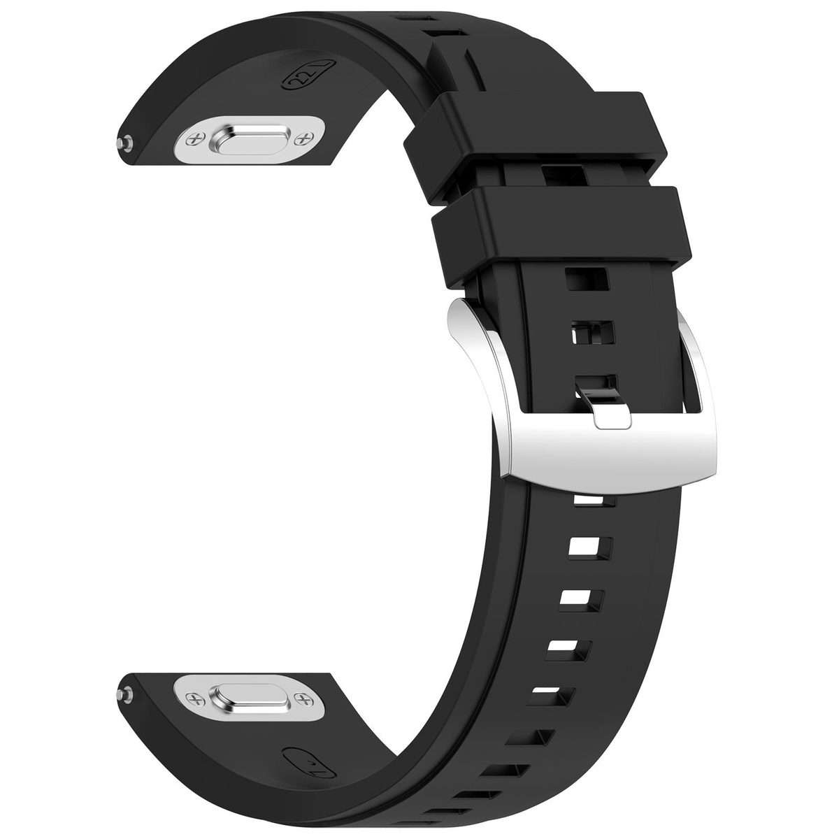22mm Press Button Quick Release Solid Color Silicone Watch Band(Black)