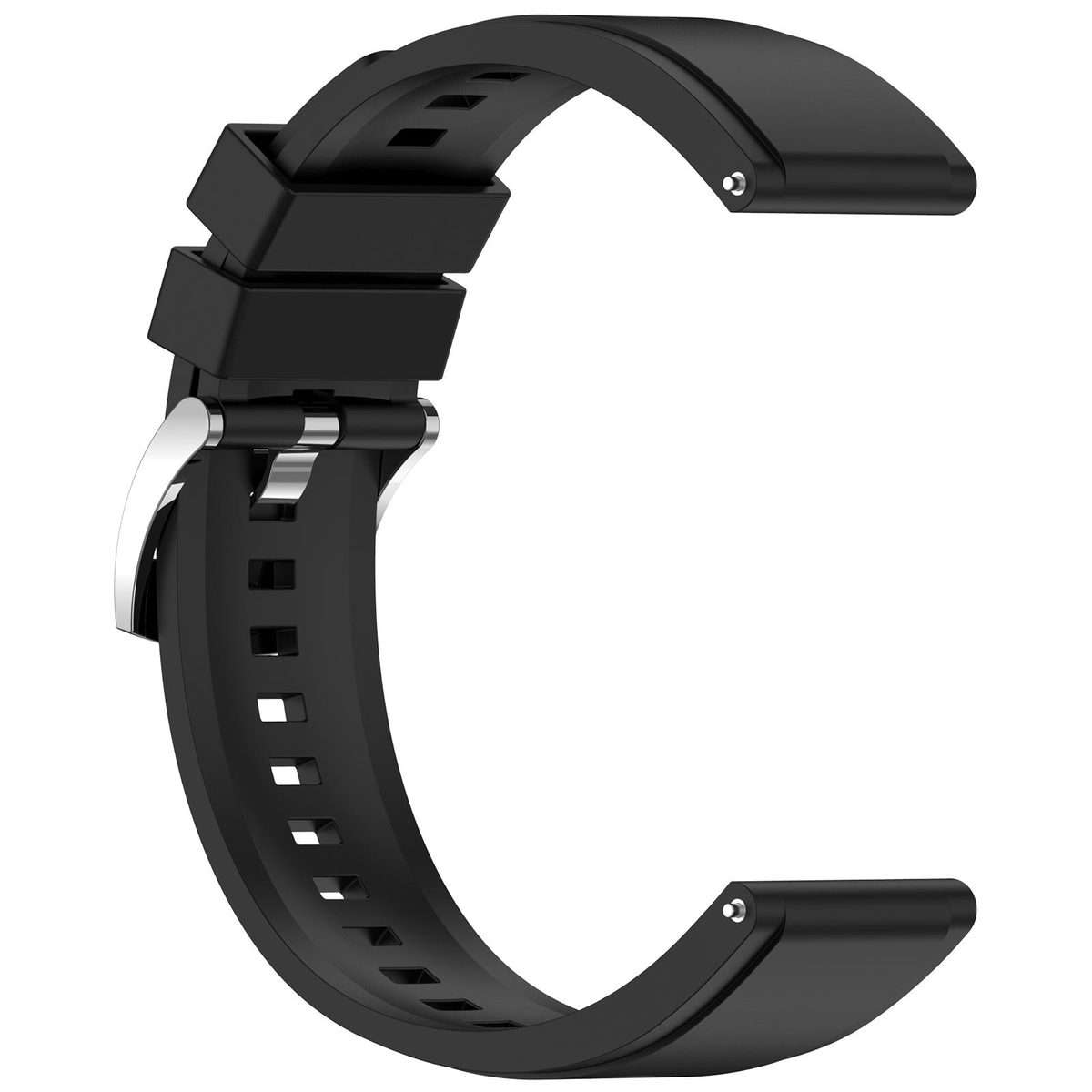 22mm Press Button Quick Release Solid Color Silicone Watch Band(Black)