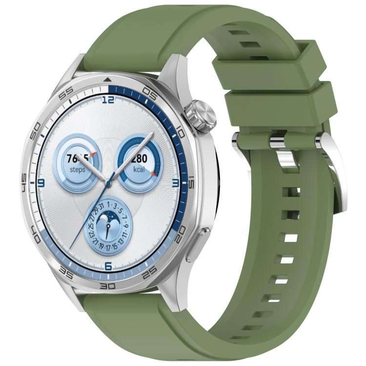 22mm Press Button Quick Release Solid Color Silicone Watch Band(Green)