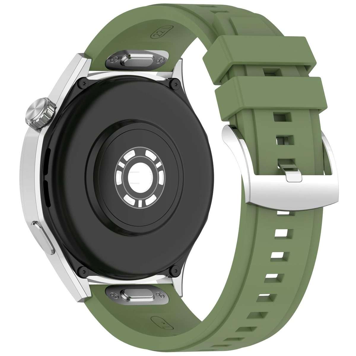 22mm Press Button Quick Release Solid Color Silicone Watch Band(Green)