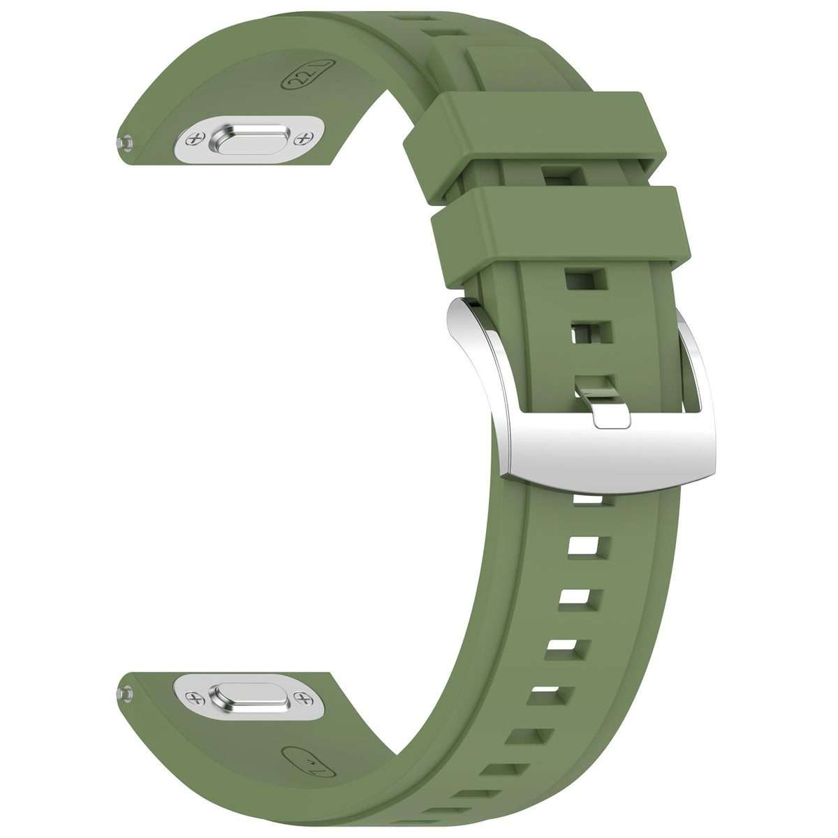 22mm Press Button Quick Release Solid Color Silicone Watch Band(Green)