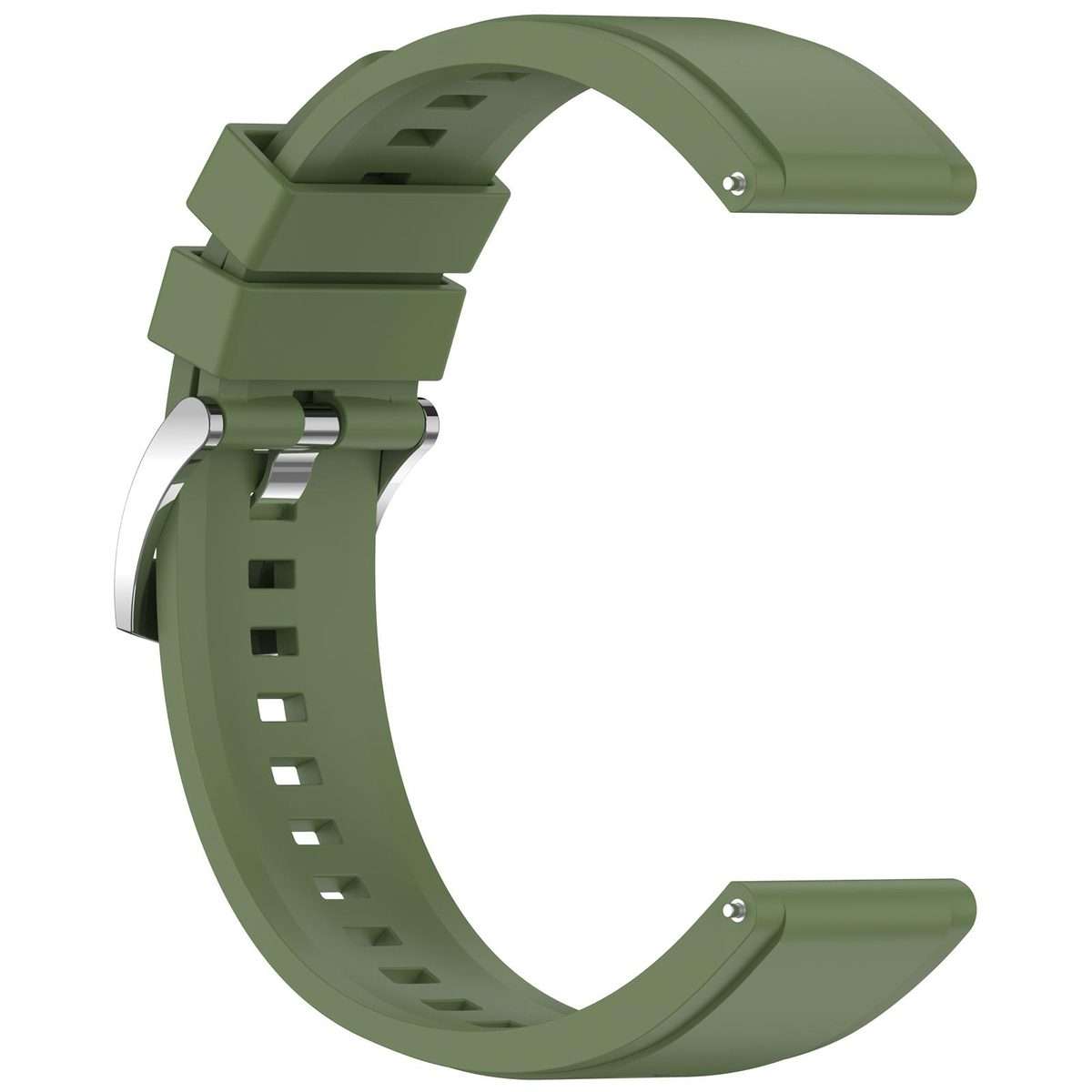 22mm Press Button Quick Release Solid Color Silicone Watch Band(Green)