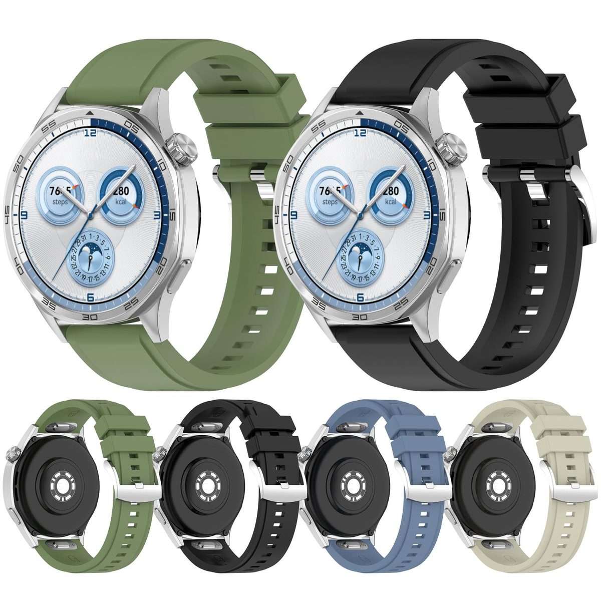 22mm Press Button Quick Release Solid Color Silicone Watch Band(Green)