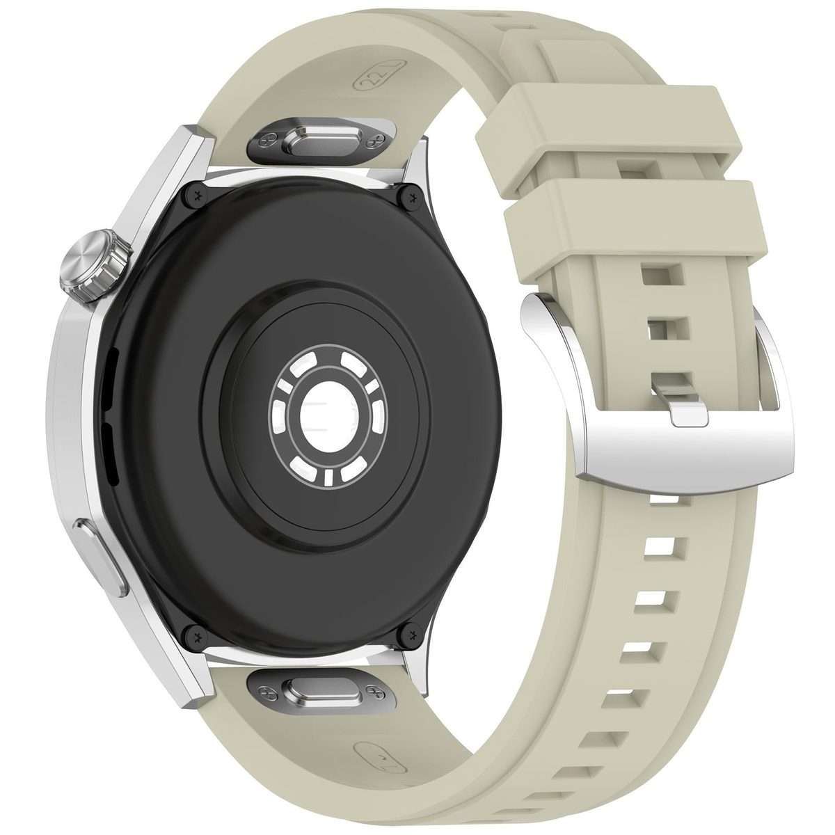 22mm Press Button Quick Release Solid Color Silicone Watch Band(Gray)