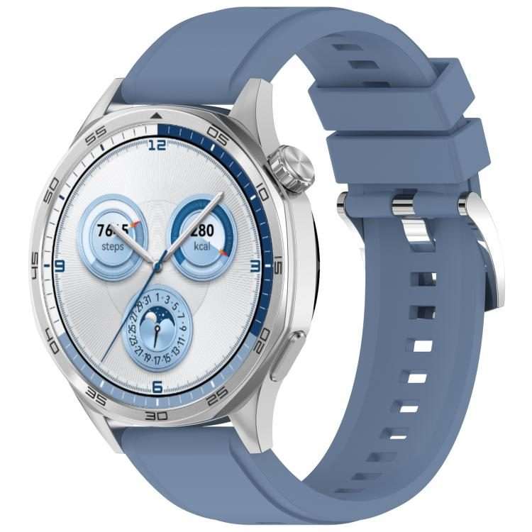 22mm Press Button Quick Release Solid Color Silicone Watch Band(Blue)