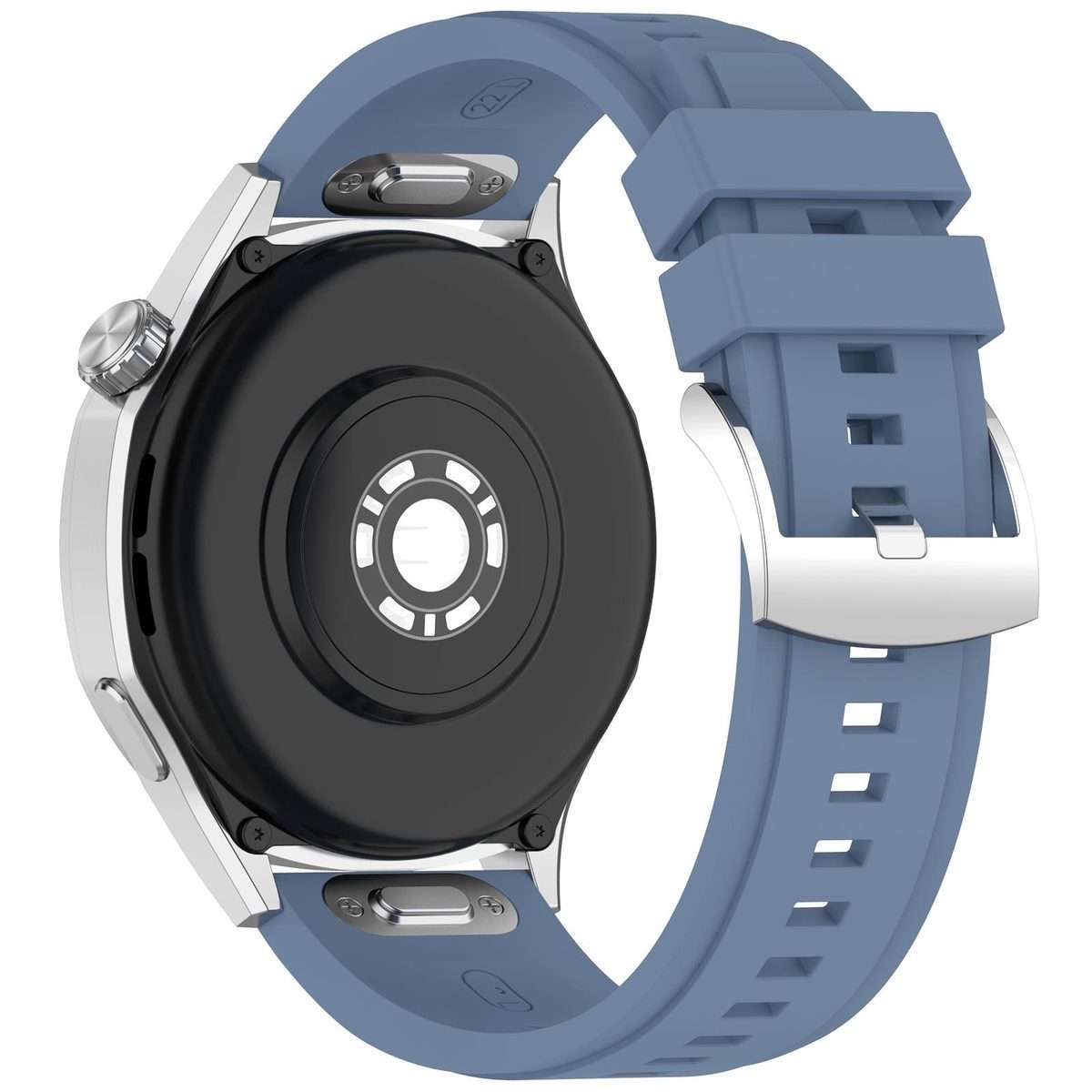 22mm Press Button Quick Release Solid Color Silicone Watch Band(Blue)