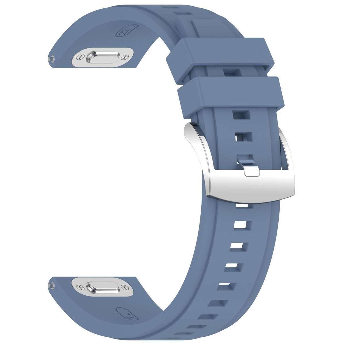 22mm Press Button Quick Release Solid Color Silicone Watch Band(Blue)