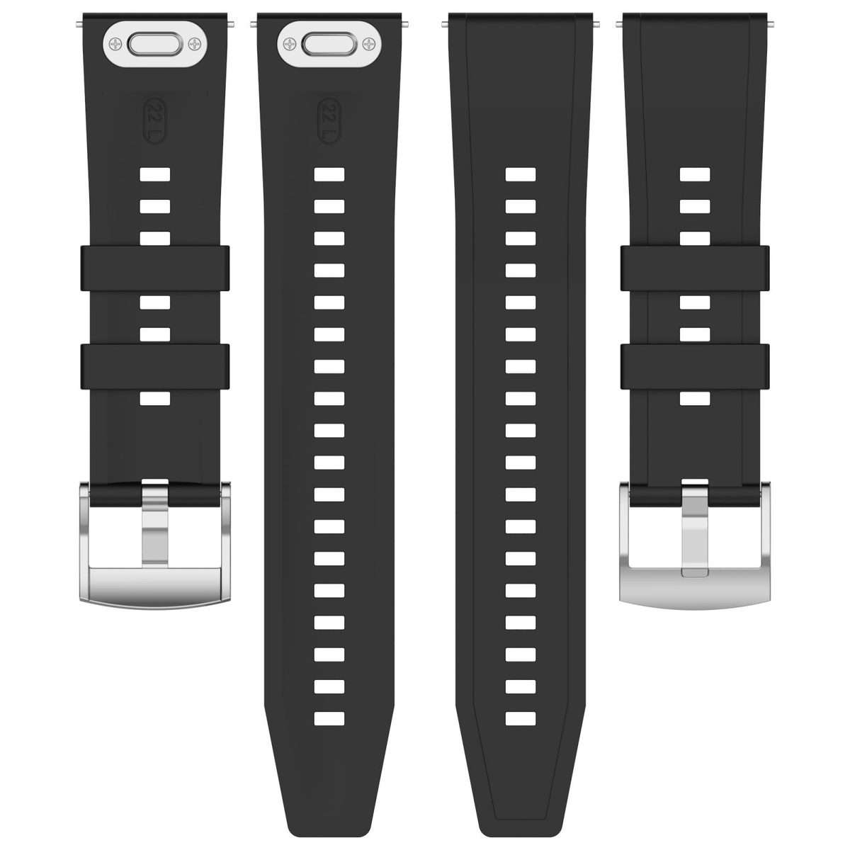 22mm Press Button Quick Release Solid Color Silicone Watch Band(Blue)