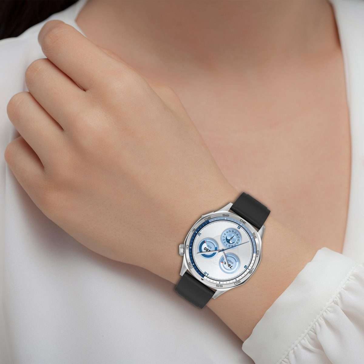 22mm Press Button Quick Release Solid Color Silicone Watch Band(Blue)