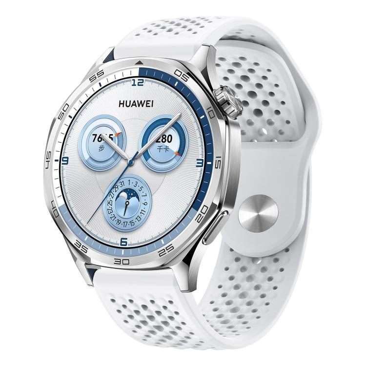 22mm Round Holes Breathable Reverse Buckle Silicone Watch Band(White)
