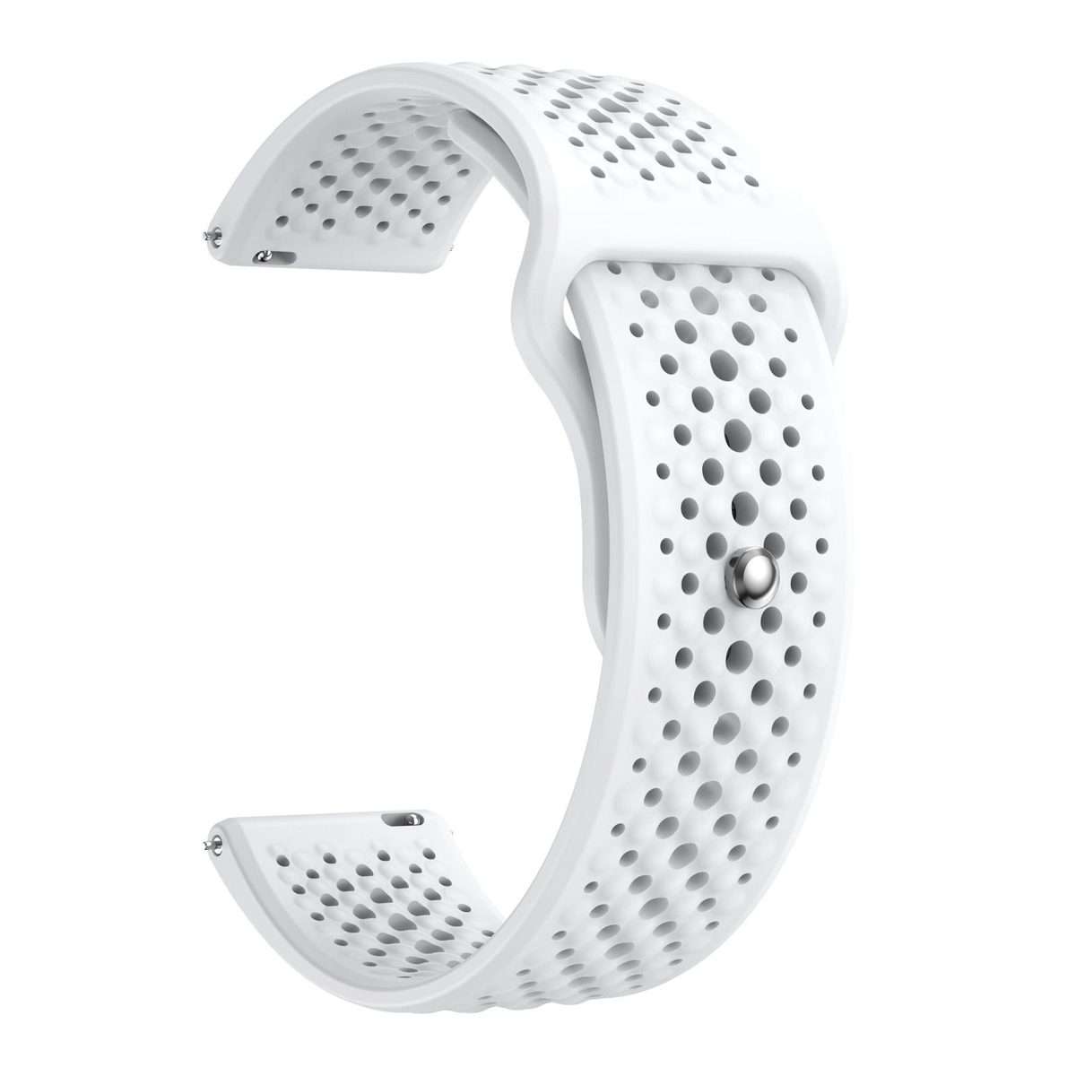 22mm Round Holes Breathable Reverse Buckle Silicone Watch Band(White)