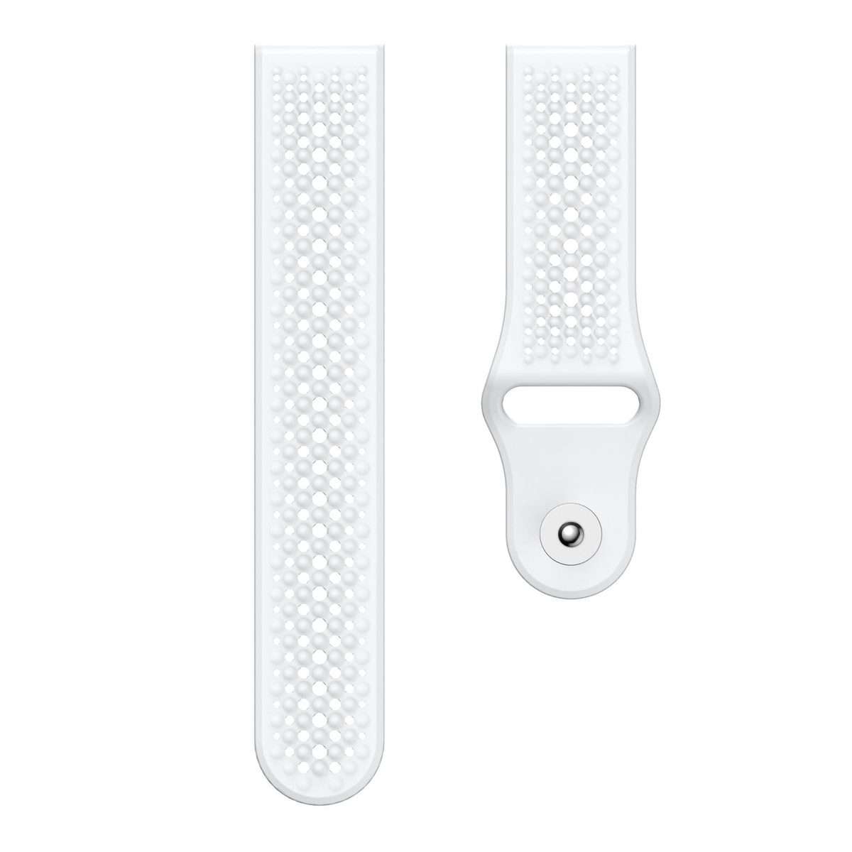 22mm Round Holes Breathable Reverse Buckle Silicone Watch Band(White)