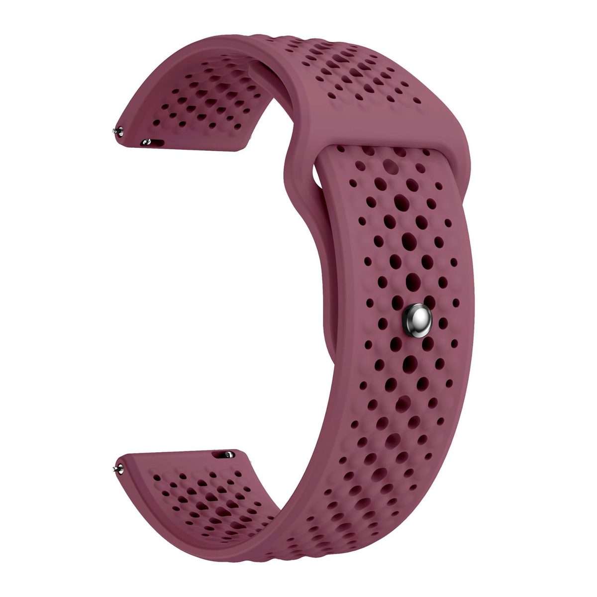 22mm Round Holes Breathable Reverse Buckle Silicone Watch Band(Wine Red)