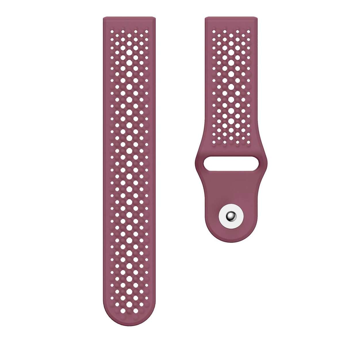 22mm Round Holes Breathable Reverse Buckle Silicone Watch Band(Wine Red)