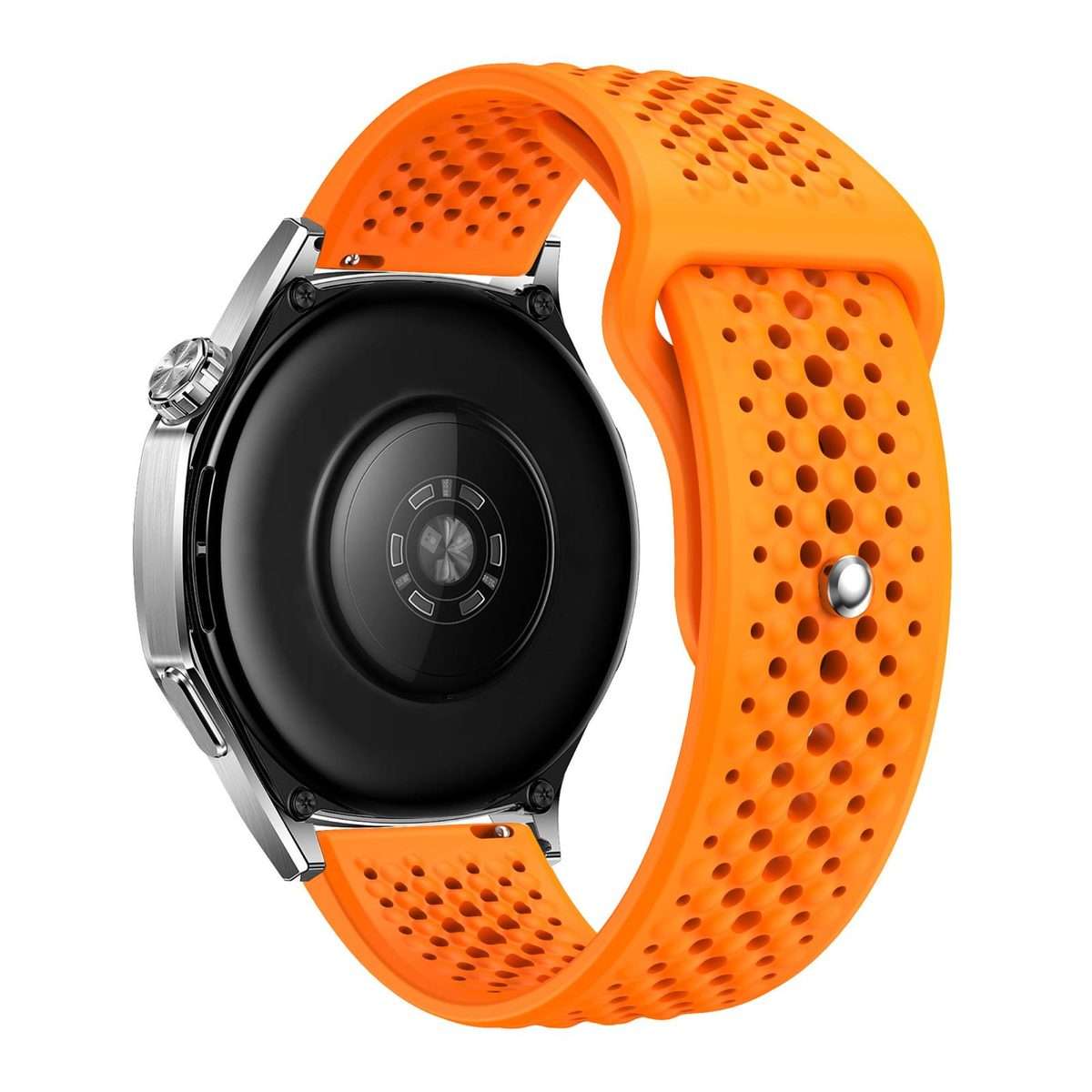 22mm Round Holes Breathable Reverse Buckle Silicone Watch Band(Orange)