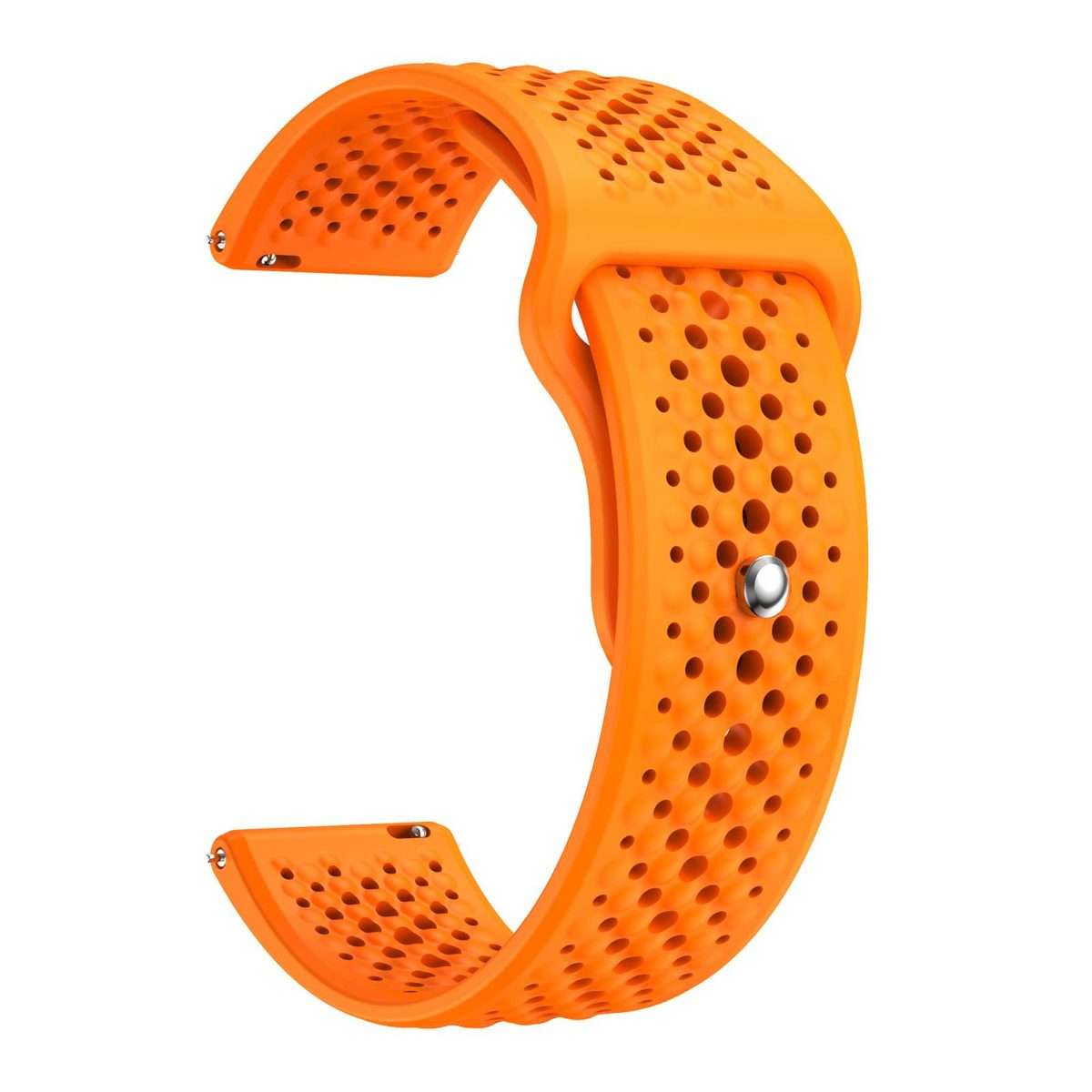 22mm Round Holes Breathable Reverse Buckle Silicone Watch Band(Orange)