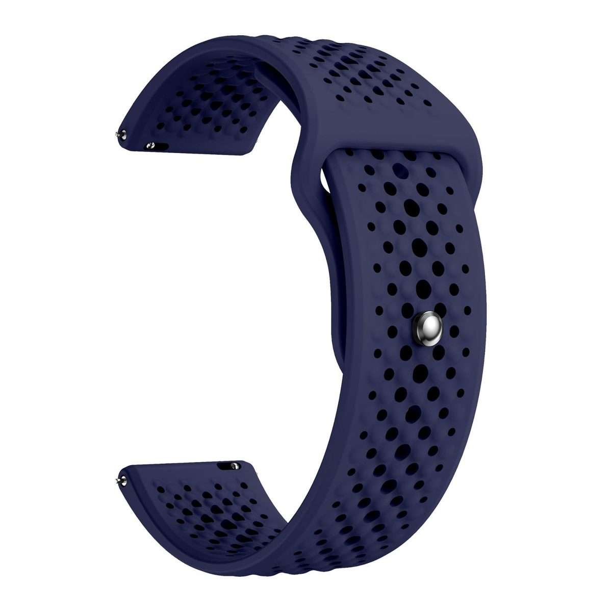 22mm Round Holes Breathable Reverse Buckle Silicone Watch Band(Midnight Blue)