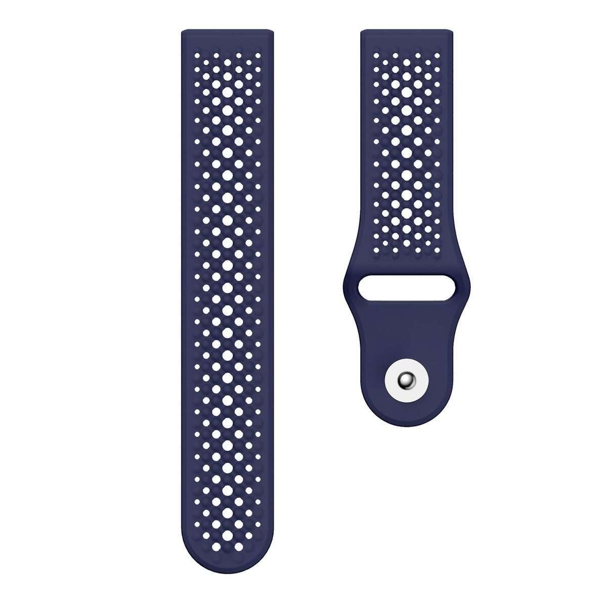 22mm Round Holes Breathable Reverse Buckle Silicone Watch Band(Midnight Blue)