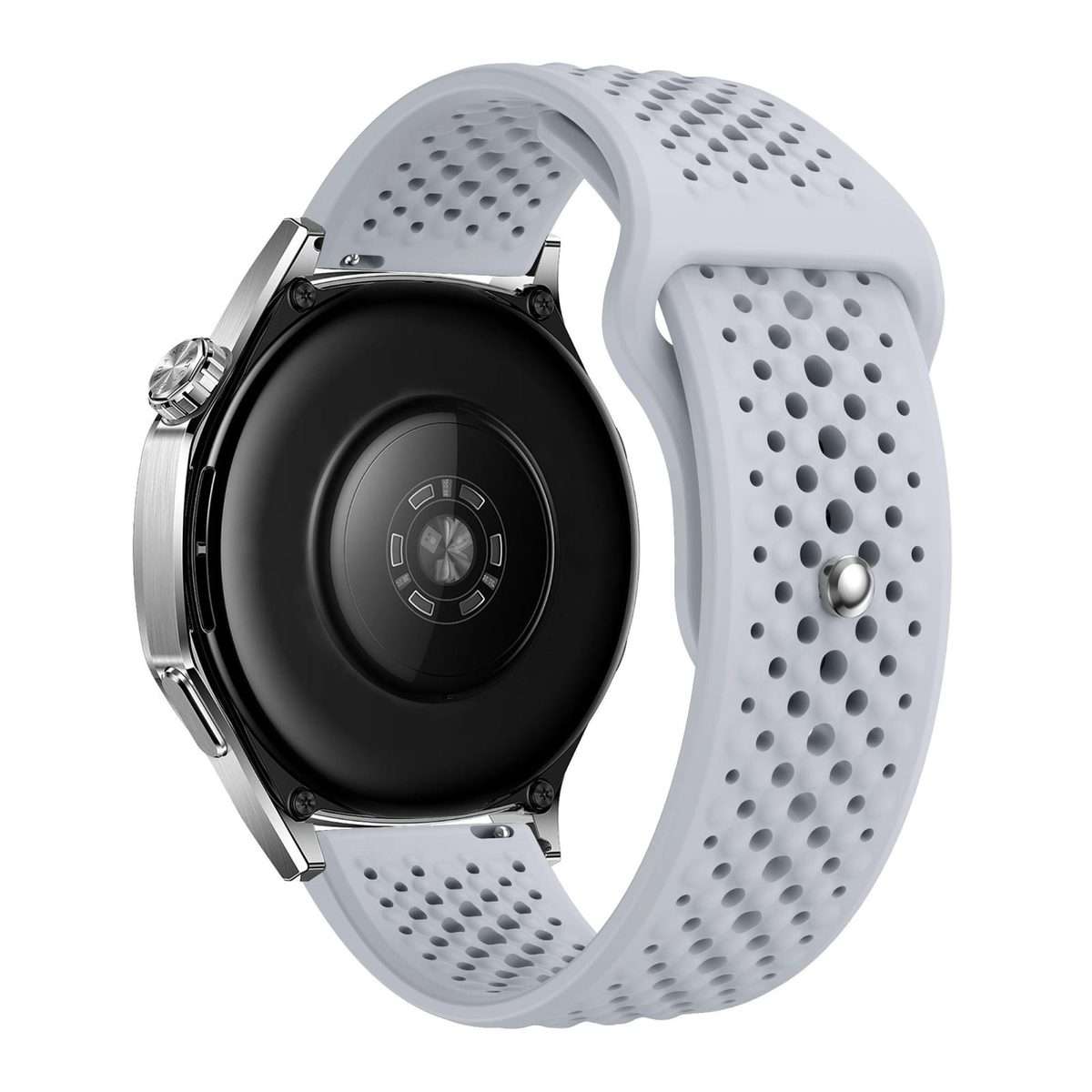22mm Round Holes Breathable Reverse Buckle Silicone Watch Band(Gray)