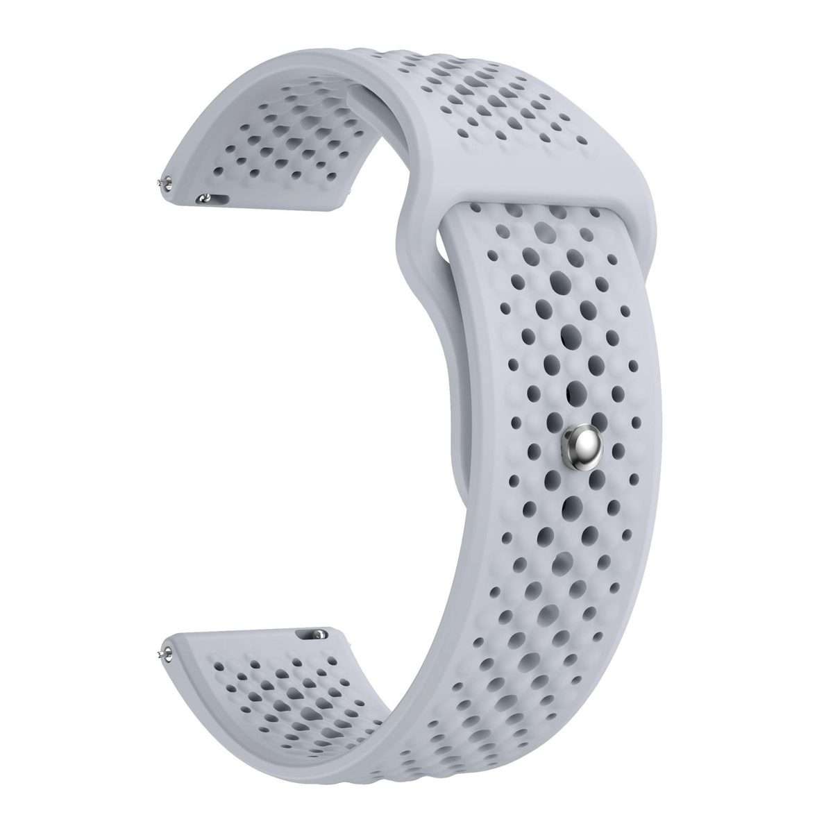 22mm Round Holes Breathable Reverse Buckle Silicone Watch Band(Gray)