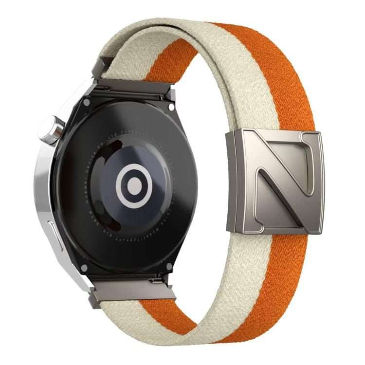 22mm Z-Shaped Magnetic Clasp Two Color Nylon Watch Band(Starlight Orange)