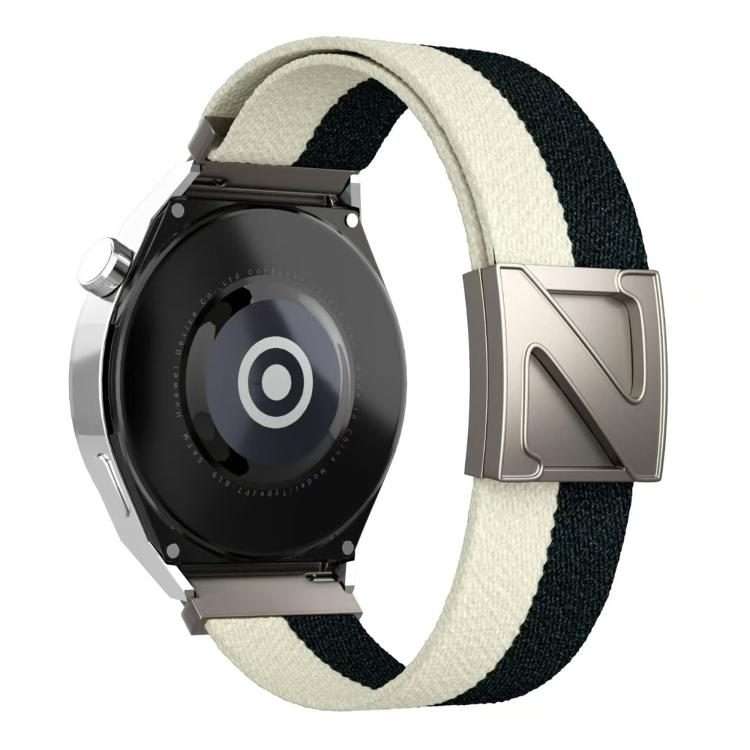 22mm Z-Shaped Magnetic Clasp Two Color Nylon Watch Band(Starlight Black)