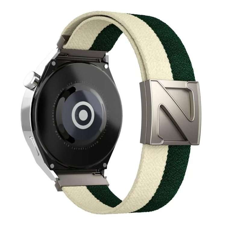 22mm Z-Shaped Magnetic Clasp Two Color Nylon Watch Band(Starlight Green)