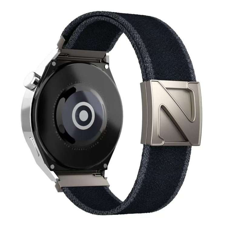 22mm Z-Shaped Magnetic Clasp Two Color Nylon Watch Band(Black+Gray)