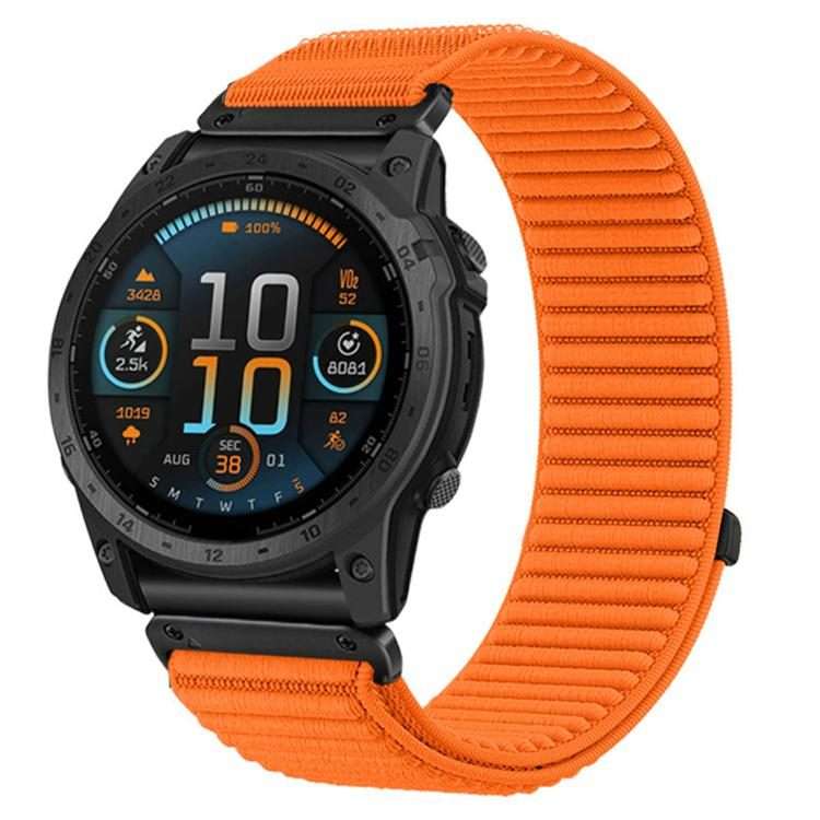 For Garmin 26mm Woven Nylon Hook And Loop Fastener Metal Interface Watch Band(Orange)