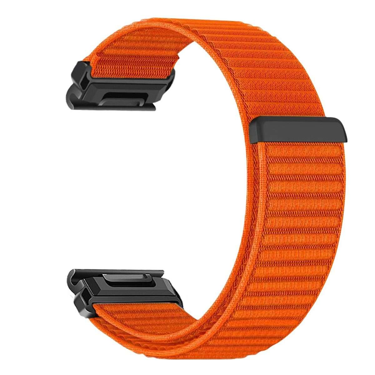 For Garmin 26mm Woven Nylon Hook And Loop Fastener Metal Interface Watch Band(Orange)