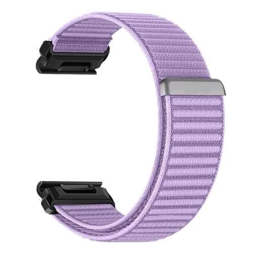 For Garmin 26mm Woven Nylon Hook And Loop Fastener Metal Interface Watch Band(Purple)